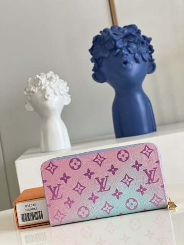 Louis Vuitton Mens Womens Wallets Purse Luxury Brand Designer ZIPPY WALLET M81340 Leather with Original Box Sunrise Pastel Monogram coated canvas