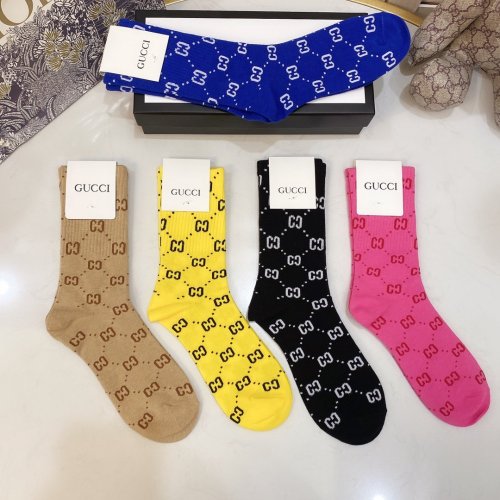 Gucci Socks 5 Pairs with Original Box Luxury Brand Breathable Gucci Sock