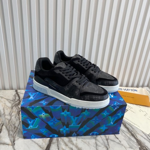 Louis Vuitton Men Shoes Fashion Design Luxury Brand LV TRAINER SNEAKER 1A8QCB Eclipse Monogram canvas with Original Box