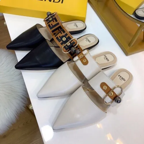 Fendi Womens Shoes SLINGBACKS Black Leather Slingbacks