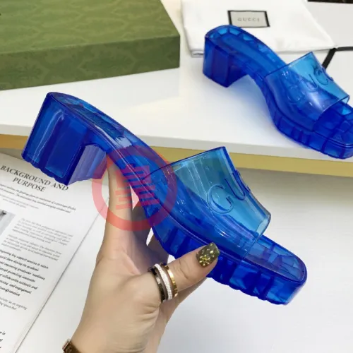 Gucci Womens Shoes Sandals Slides Slippers Luxury Brand Thick Sole 5cm Heel Design Women's GG slide sandal with Original Box