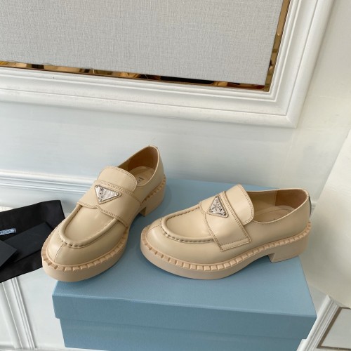 Prada Women Shoes Casual Design Luxury Brand Monolith pointy brushed leather loafers 1D663M_055_F0009_F_055 with Original Box