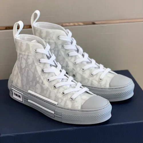 Dior Mens Shoes Sneakers Casual Luxury Brand B23 HIGH-TOP SNEAKER Dior Oblique Canvas with Original Box 3SH118ZMK_H761