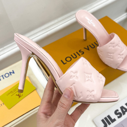 Louis Vuitton Womens Shoes Sandals Slippers Luxury Brand REVIVAL MULE 1A9PH9 Monogram-embossed lambskin with Original Box 9.5cm Heel