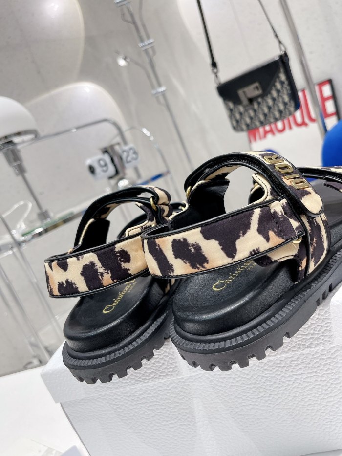 Dior Women Shoes Sandals Luxury Brand DIORACT SANDAL Multicolor Printed Silk with Original Box KCQ549MZS_S57P