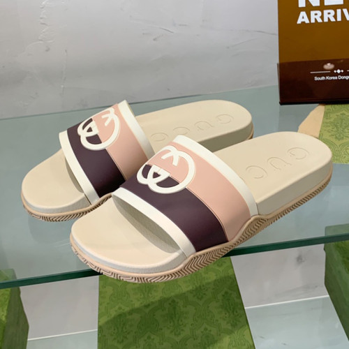 Gucci Mens Shoes Flat Sandals Slippers Luxury Brand Men's Web rubber slide sandal with Original Box 429469 GIB10 9079