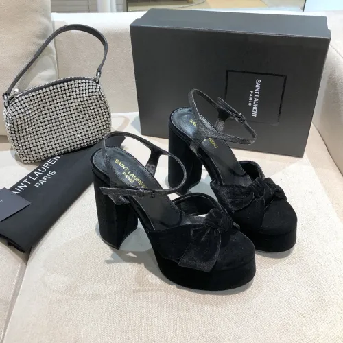 Saint Laurent YSL Womens Shoes BIANCA SANDALS IN LACQUERED AYERS-EMBOSSED LEATHER AND VELVET 637021GVO901000