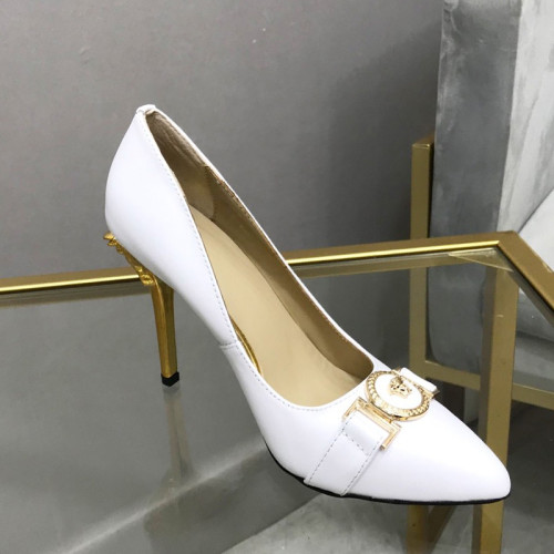 Versace Brand Womens Sandals Shoes Leather Big Size LA MEDUSA PATENT SAFETY PIN LEATHER PUMPS High Heel Design Luxury Brand Sandals for Women