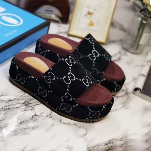Gucci Mens Shoes Sandals Slides Slippers Luxury Brand Thick Sole Design with Original Box