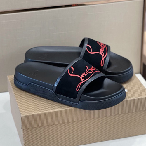 Christian Louboutin CL Men Shoes Slippers Luxury Brand Red Botton Mens Slides with Original Box