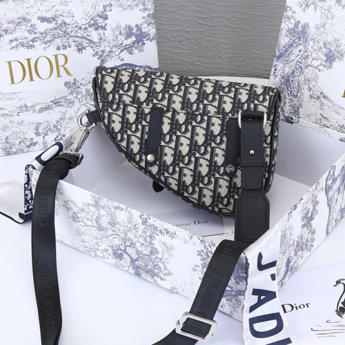 Dior Womens Bag Saddle Bag Luxury Brand Fashion Mini Saddle Bag Beige And Black Dior Oblique Jacquard 1ADPO191YKY_H27E