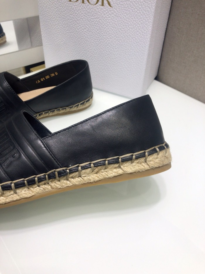 Dior Womens Shoes DIOR GRANVILLE ESPADRILLE Black Embossed Lambskin with Original Box KDB692LBO_S900