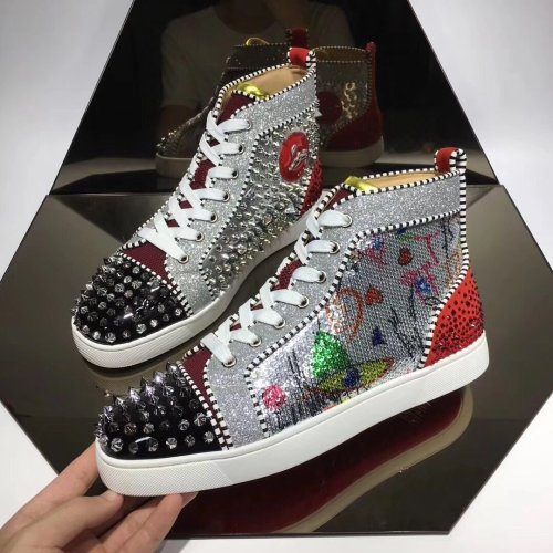 Christian Louboutin Mens Shoes Luxury Brand Red Bottom Design Louis Junior Spikes Flat with Original Box CL sneakers