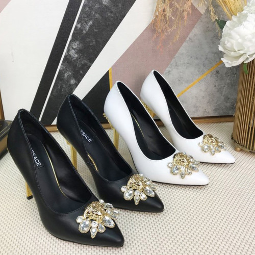 Versace Brand Womens Sandals Shoes Leather Big Size LA MEDUSA PATENT SAFETY PIN LEATHER PUMPS High Heel Design Luxury Brand Sandals for Women