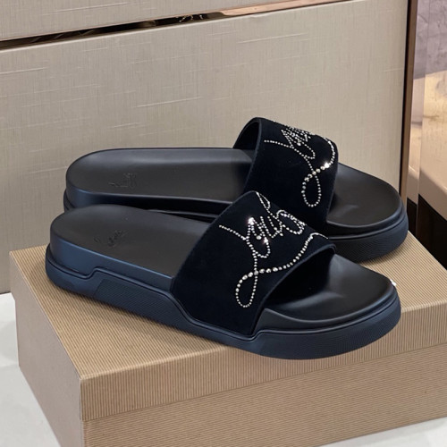 Christian Louboutin CL Men Shoes Slippers Luxury Brand Red Botton Mens Slides with Original Box