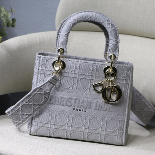 Dior Womens Bags Handbags Luxury Fashion Medium Lady D-Lite Bag Denim Blue Cannage Embroidery M0565OREY_M49E with Original Box