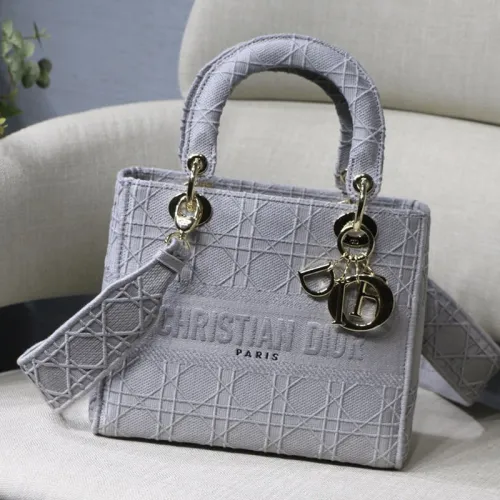 Dior Womens Bags Handbags Luxury Fashion Medium Lady D-Lite Bag Denim Blue Cannage Embroidery M0565OREY_M49E with Original Box