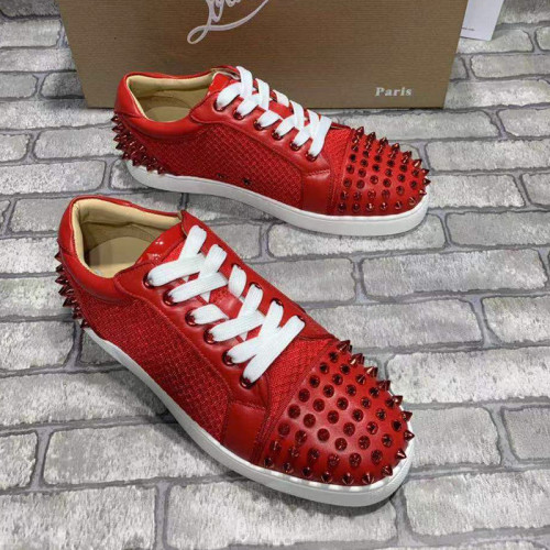 Christian Louboutin Mens Shoes Luxury Brand Red Bottom Design Louis Junior Spikes Flat with Original Box CL sneakers