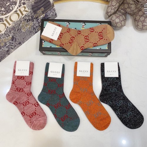 Gucci Socks 5 Pairs with Original Box Luxury Brand Breathable Gucci Sock