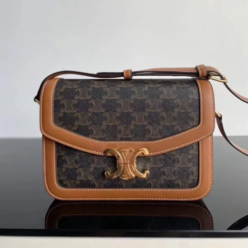 Celine Womens Bag TEEN TRIOMPHE BAG IN TRIOMPHE CANVAS AND CALFSKIN