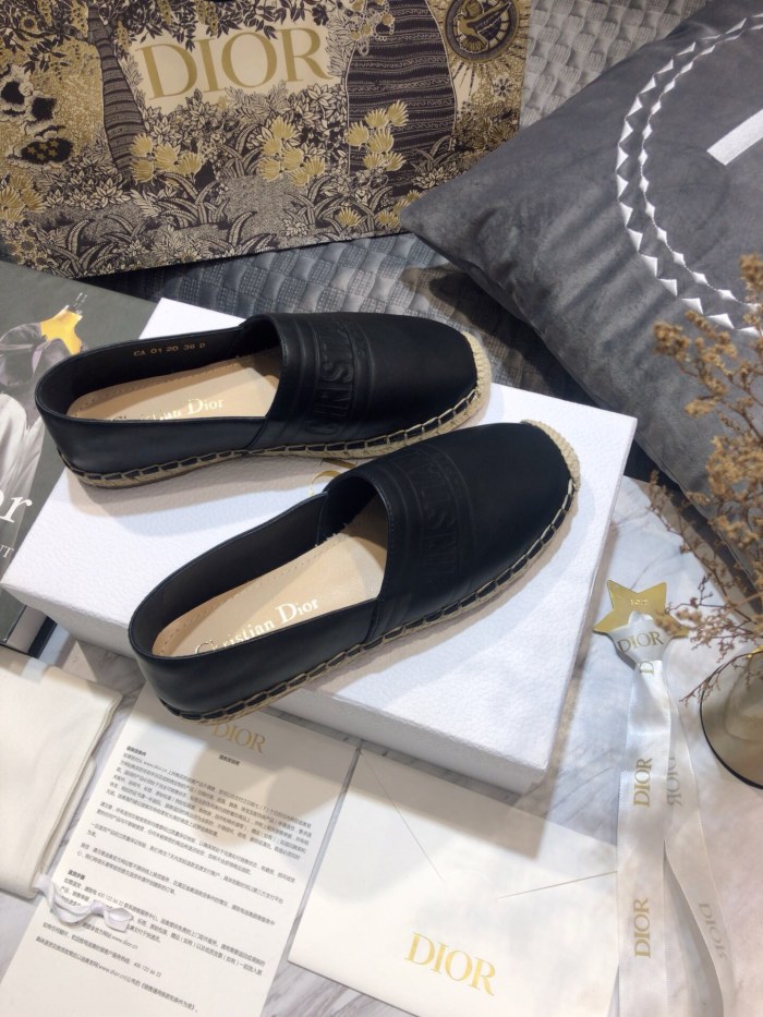 Dior Womens Shoes DIOR GRANVILLE ESPADRILLE Black Embossed Lambskin with Original Box KDB692LBO_S900