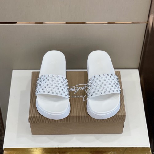 Christian Louboutin CL Men Shoes Slippers Luxury Brand Red Botton Mens Slides with Original Box