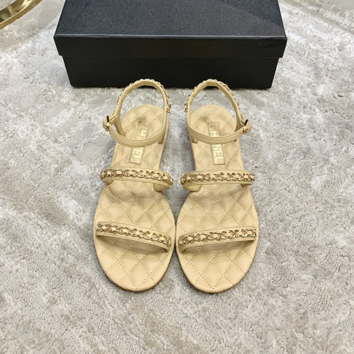 Chanel Womens Shoes Sandals Suede Calfskin