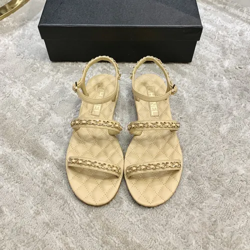 Chanel Womens Shoes Sandals Suede Calfskin