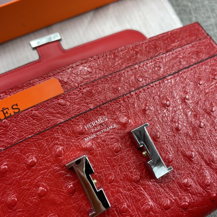 Hermes Womens Mens Wallets Purse Constance Clutch Leather Design Coin Bag with Original Box