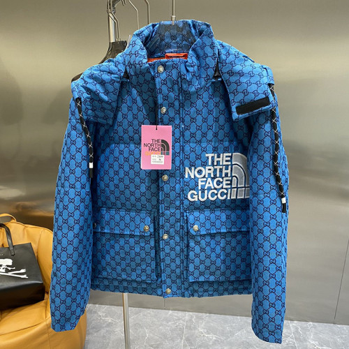 Gucci X The North Face Design Mens Womens Winter Windprood Down Jackets Keep Warm 90% White Duck Down