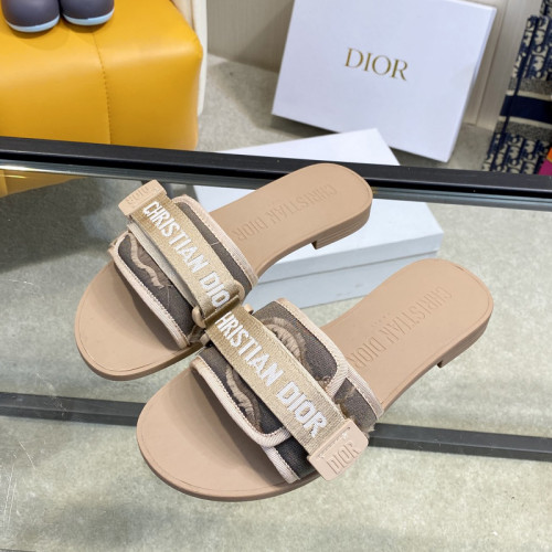 Dior Womens Shoes Sandals Slippers Slide Luxury Brand DIO(R)EVOLUTION SLIDE Shiny Technical Fabric with Dior Oblique Print with Original Box
