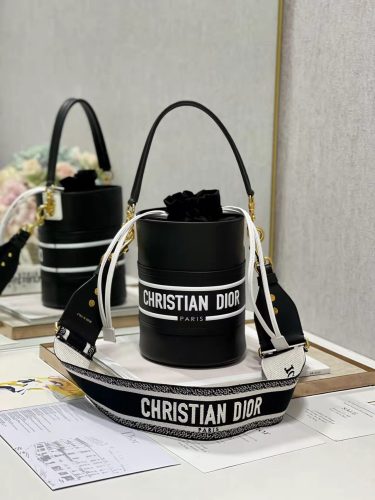 Dior Womens Bags Shoulder Messenger Bags Luxury Brand Dior SMALL DIOR VIBE BUCKET BAG White and Black Smooth Calfskin M8703OOBR_M933