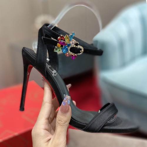 Christian Louboutin Womens Shoes Sandals Follies Strass High Heels Shoes Pumps 10cm Heel with Original Box