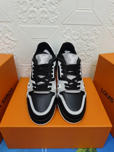 Louis Vuitton Womens Shoes Fashion Sneakers Design Luxury Brand LV TRAINER SNEAKER Mix of materials with Original Box 1A9JI9