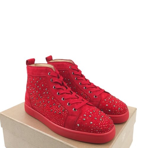Christian Louboutin Mens Shoes Luxury Brand Red Bottom Design Louis Junior Spikes Flat with Original Box CL sneakers