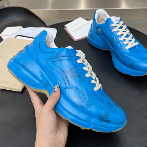 Gucci Women Shoes Women's Rhyton Gucci logo leather sneaker Luxury Brand with Original Box
