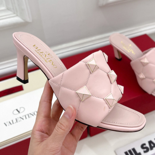 Valentino Women Shoes Mule Flip Flop Sandals ROMAN STUD SLIDE SANDAL IN QUILTED NAPPA with Original Box Luxury Brand 6.5cm Heel Design