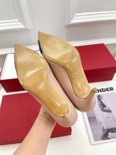 Valentino Womens Shoes ROCKSTUD SLINGBACK PUMP WITH SCULPTED HEEL IN KIDSKIN with Original Box 8cm Heel Design