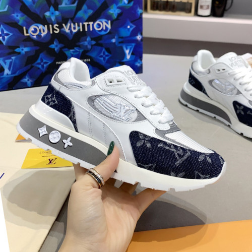 Louis Vuitton Men Shoes Sports RUN AWAY SNEAKER Running Design Luxury Brand with Original Box Mesh and suede calf leather 1A9J0M