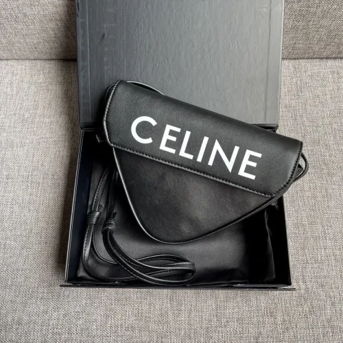 Celine Womens Bag TRIANGLE BAG IN SMOOTH CALFSKIN WITH CELINE PRINT BLACK 195903DCS.38SI