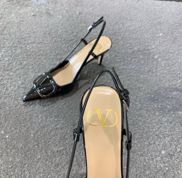 Valentino Women Shoes Mule Flip Flop Sandals VLOGO SIGNATURE CALFSKIN SLINGBACK PUMP 80 MM / 3.15 IN. with Original Box