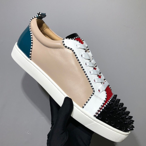 Christian Louboutin Mens Shoes Luxury Brand Red Bottom Design Louis Junior Spikes Flat with Original Box CL sneakers