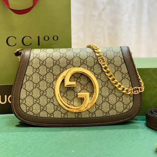 Gucci Womens Bags Shoulder Messenger Bag Luxury Brand Gucci Blondie shoulder bag in beige and ebony Supreme with Original Box 699268 K9GSG 8358