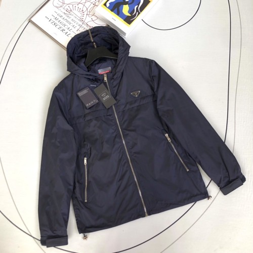 Prada Design Fashion Mens Jackets Thin Design Luxury Brand Navy