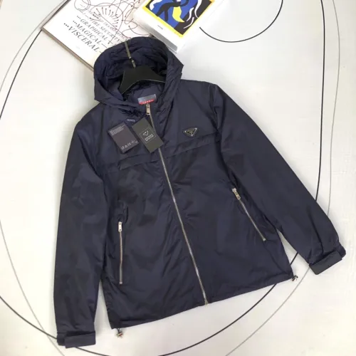 Prada Design Fashion Mens Jackets Thin Design Luxury Brand Navy