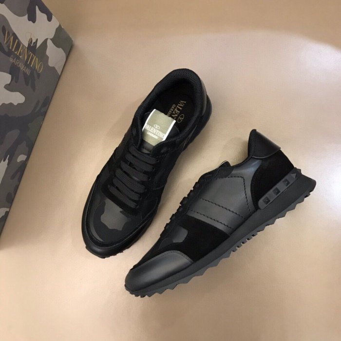 Valentino Men Shoes Fashion Design Luxury Brand ROCKRUNNER CAMOUFLAGE LAMINATED STUDDED SNEAKER with Original Box