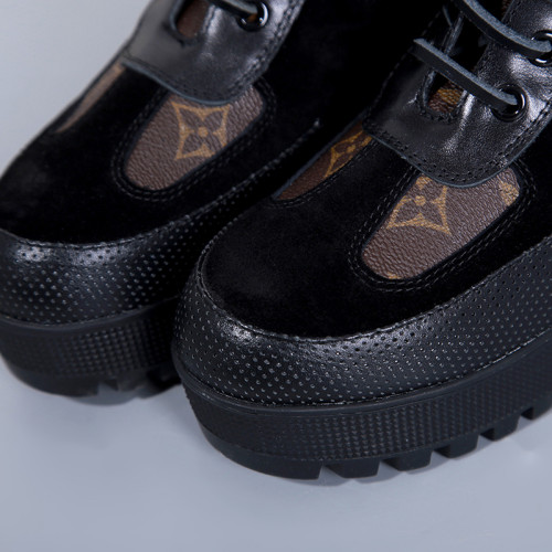 Louis Vuitton Women Shoes Boots Luxury Fashion Ankle Boots Black LAUREATE PLATFORM DESERT BOOT 1A4XXV