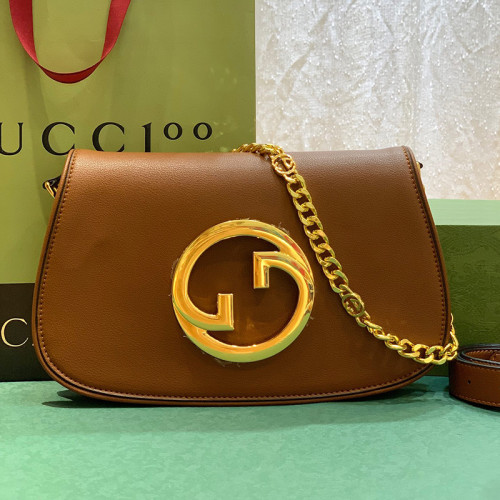 Gucci Womens Bags Shoulder Messenger Bag Luxury Brand Gucci Blondie shoulder bag in light brown leather with Original Box 699268 UXX0G 8351
