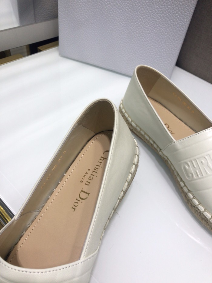 Dior Womens Shoes DIOR GRANVILLE ESPADRILLE White Embossed Lambskin with Original Box KDB692LBO_S03W