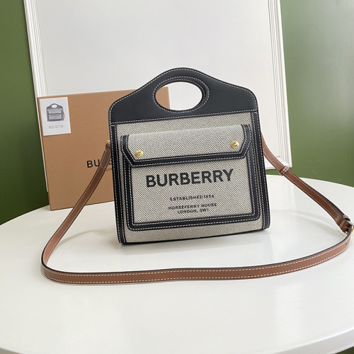 Burberry Womens Bag Mini Two-tone Canvas and Leather Pocket Bag